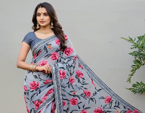 DAILY WEAR GEORGETTE PRINTED SAREES FOR WOMEN
