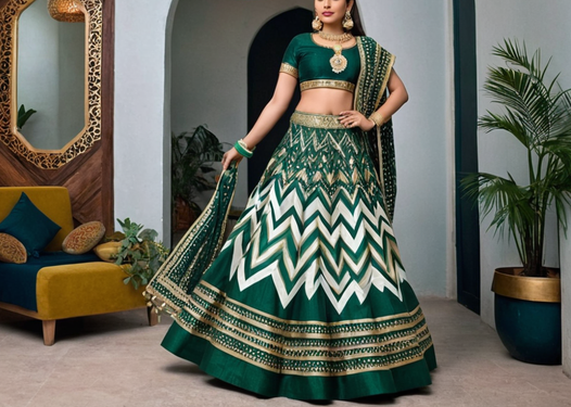 ZIG ZAG DOLA SILK LEHENGHA