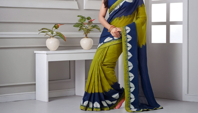 Jaipuri Printed Soft Cotton Mulmul Saree With Attached Blouse Piece for Woman