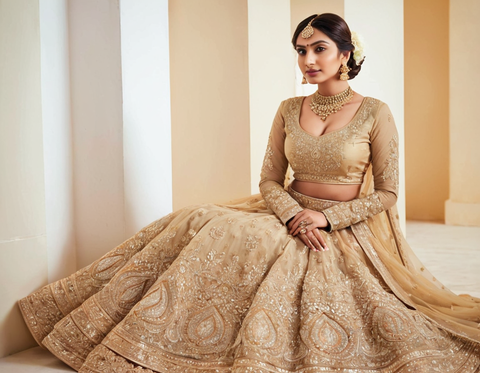 Kautaqi Women's Net Embridred //semistitched// Lehenga choli with dupatta // blouse unstitched with inner // Wdding lehenga // Designer Lehenga