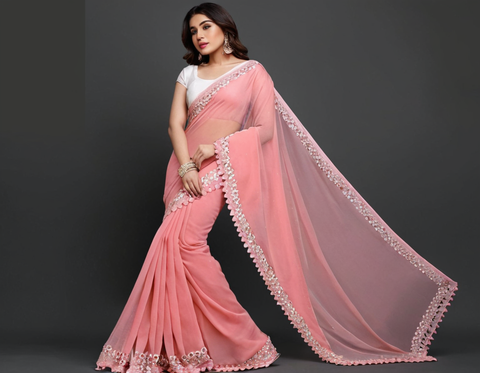 NEW FENCY GEORGETTE CUT WORK SAREE