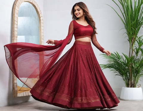 Freshta's semi stitched Embelished Flared Lehenga Choli Set