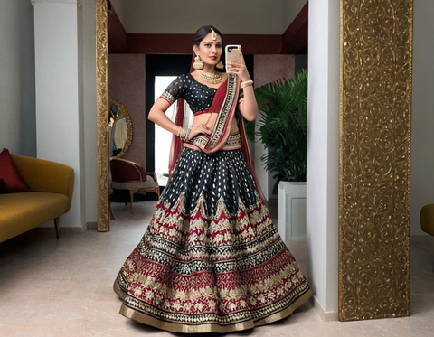 ZIG ZAG DOLA SILK LEHENGHA