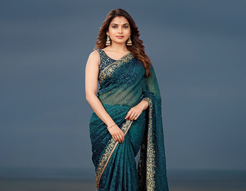SONALI FASHION LYCRA DELTA ZARI FANCY SAREE WITH SEQUENCE BLOUSE PIECE