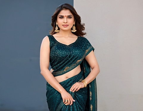 SONALI FASHION LYCRA DELTA ZARI FANCY SAREE WITH SEQUENCE BLOUSE PIECE