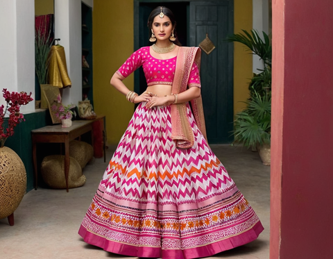 ZIG ZAG DOLA SILK LEHENGHA