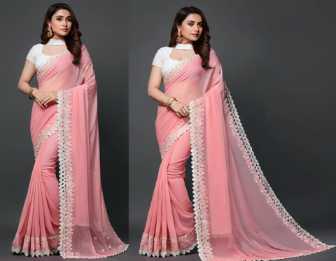 NEW FENCY GEORGETTE CUT WORK SAREE