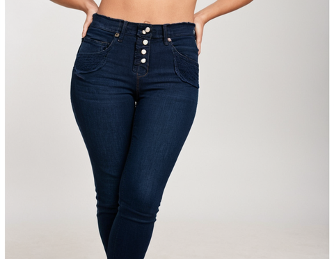 WOMEN 4 BUTTON PLAIN RUGGED JEANS