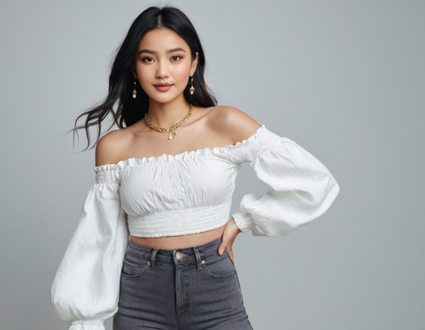 Women's Pretty Fashionable Full Sleeves Crop top|off Shoulder Crop top