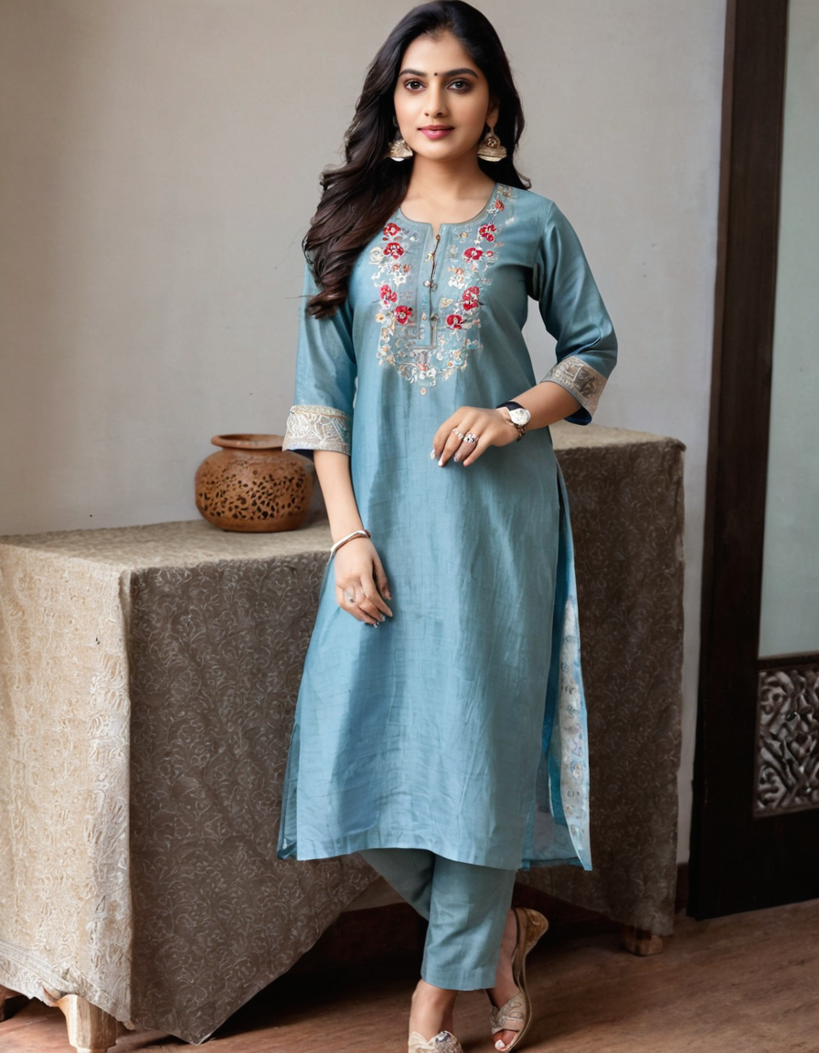 Afghani olive kurti set