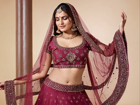 Embroidered Lehenga & Choli Set with Dupatta for girl's and women's