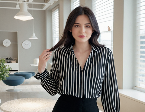 Stripes formal women shirt