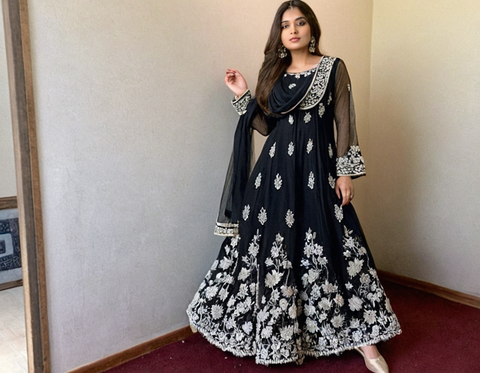 Embroidered Georgette Stitched Anarkali Gown