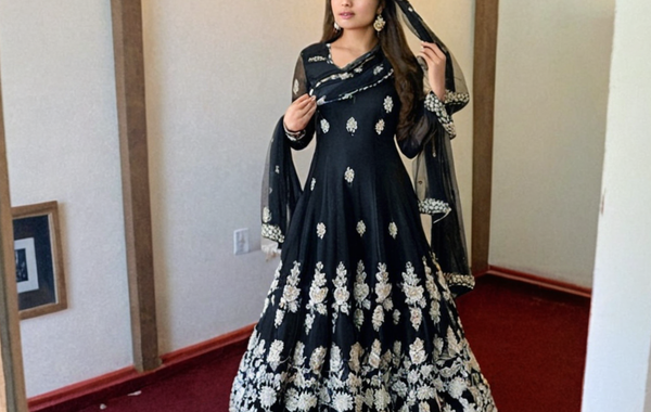 Embroidered Georgette Stitched Anarkali Gown