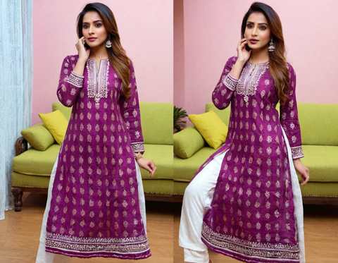 HIGH DEMDNABLE PRITNED TRENDABLE KURTI WITH SKIRT