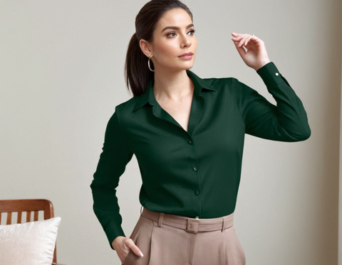 QAVISH Regular shirt BLACK Stylish Design Solid REGULAR Sleeve Collar Da Office Party Wear Under 200 Casual Shirt