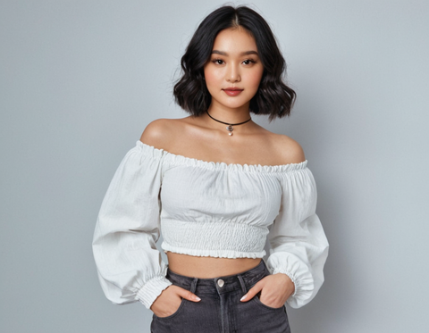 Women's Pretty Fashionable Full Sleeves Crop top|off Shoulder Crop top