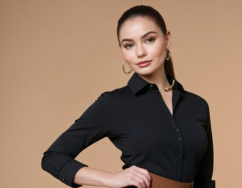 QAVISH Regular shirt BLACK Stylish Design Solid REGULAR Sleeve Collar Da Office Party Wear Under 200 Casual Shirt