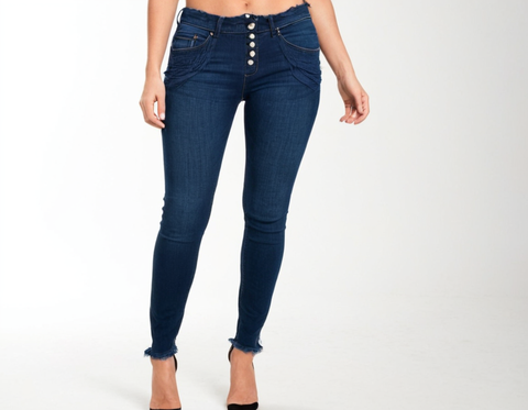WOMEN 4 BUTTON PLAIN RUGGED JEANS