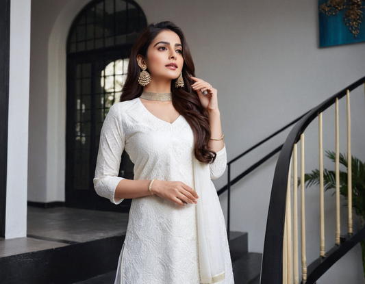 COTTON BLEND STYLISH KURTI AND DUPATTA SET FOR WOMEN AND GIRLS