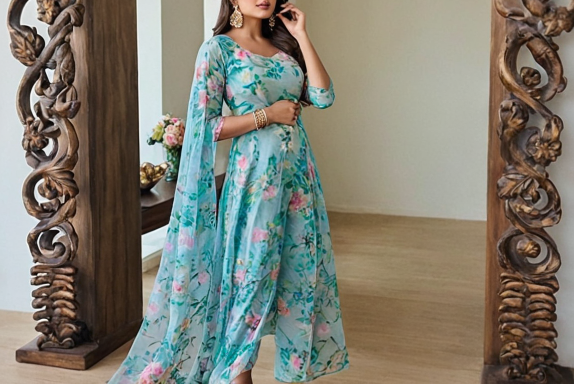 Beautiful Printed Long Kurti With Dupatta